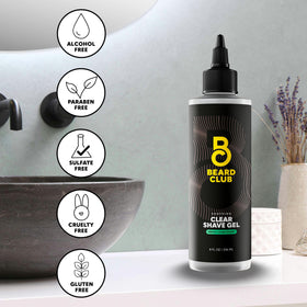 The Beard Club shaving gel with grooming tools