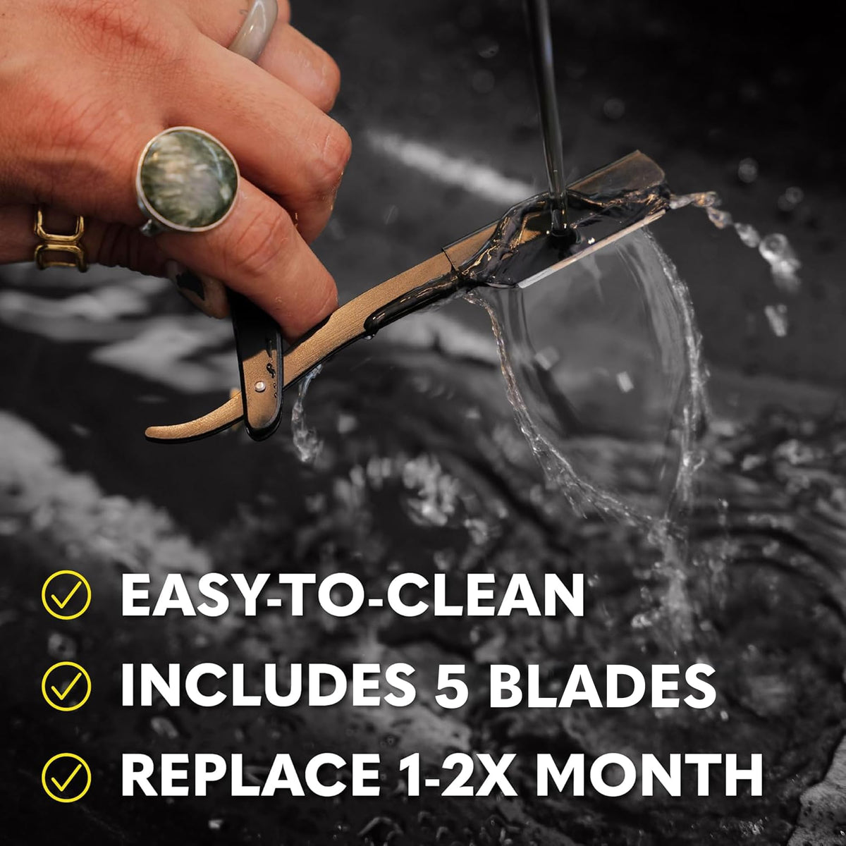 The Beard Club Straight Razor ergonomic handle detail