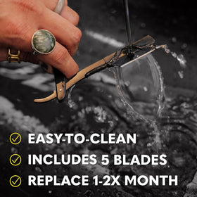 The Beard Club Straight Razor ergonomic handle detail