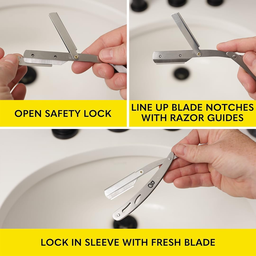 The Beard Club straight razor with blade replacement process