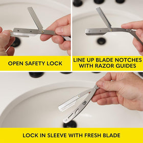 The Beard Club straight razor with blade replacement process