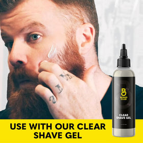 The Beard Club Straight Razor with replacement blades on a countertop