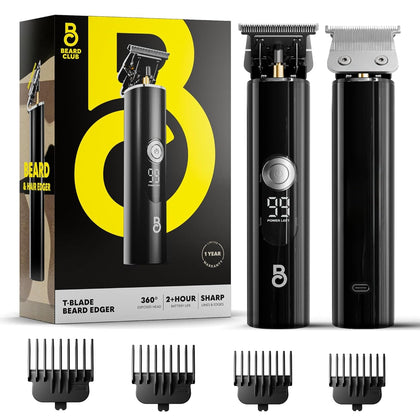 The Beard Club T-Blade Beard Trimmer front view with titanium-coated blade