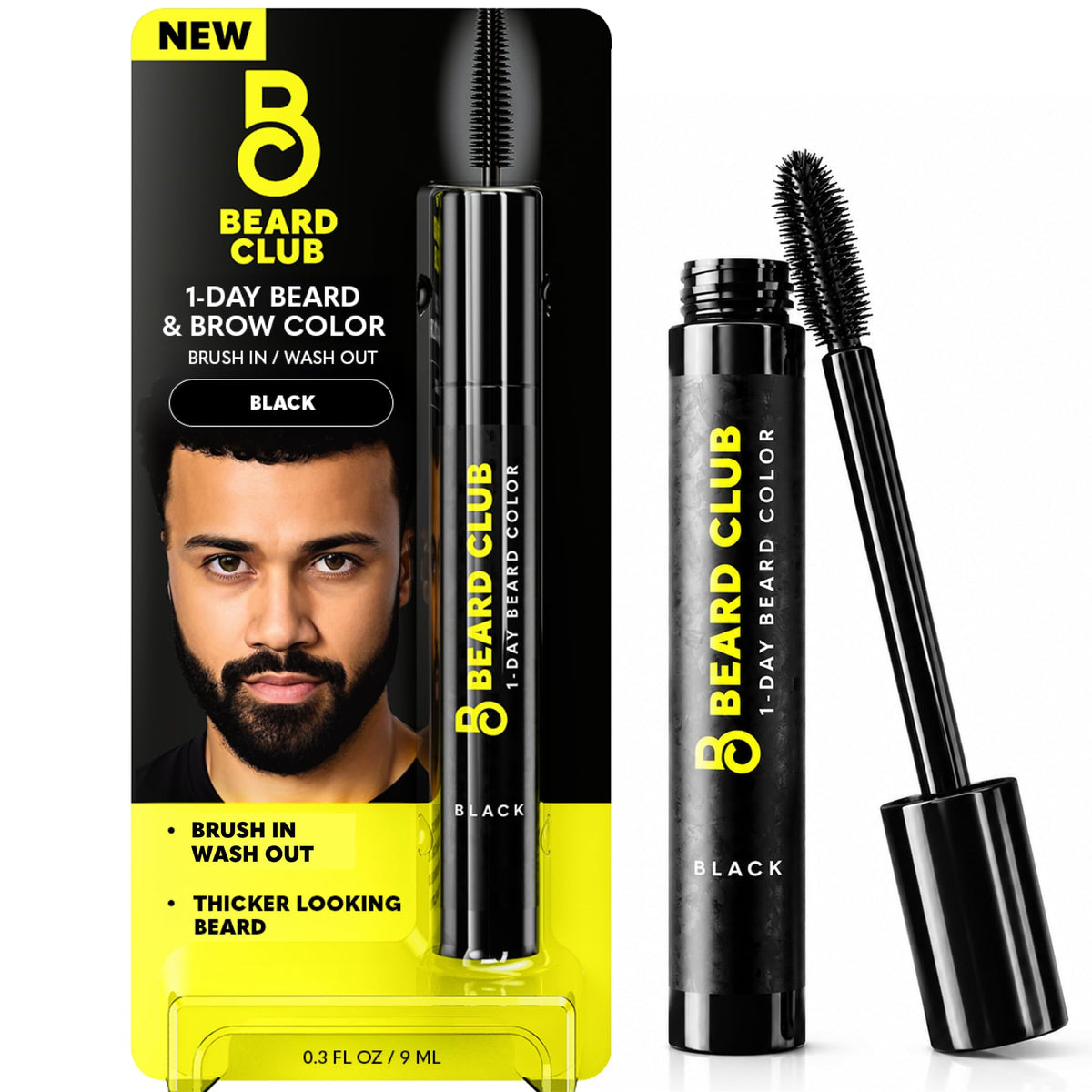 The Beard Club Temporary Beard Dye for Men, Black, front view