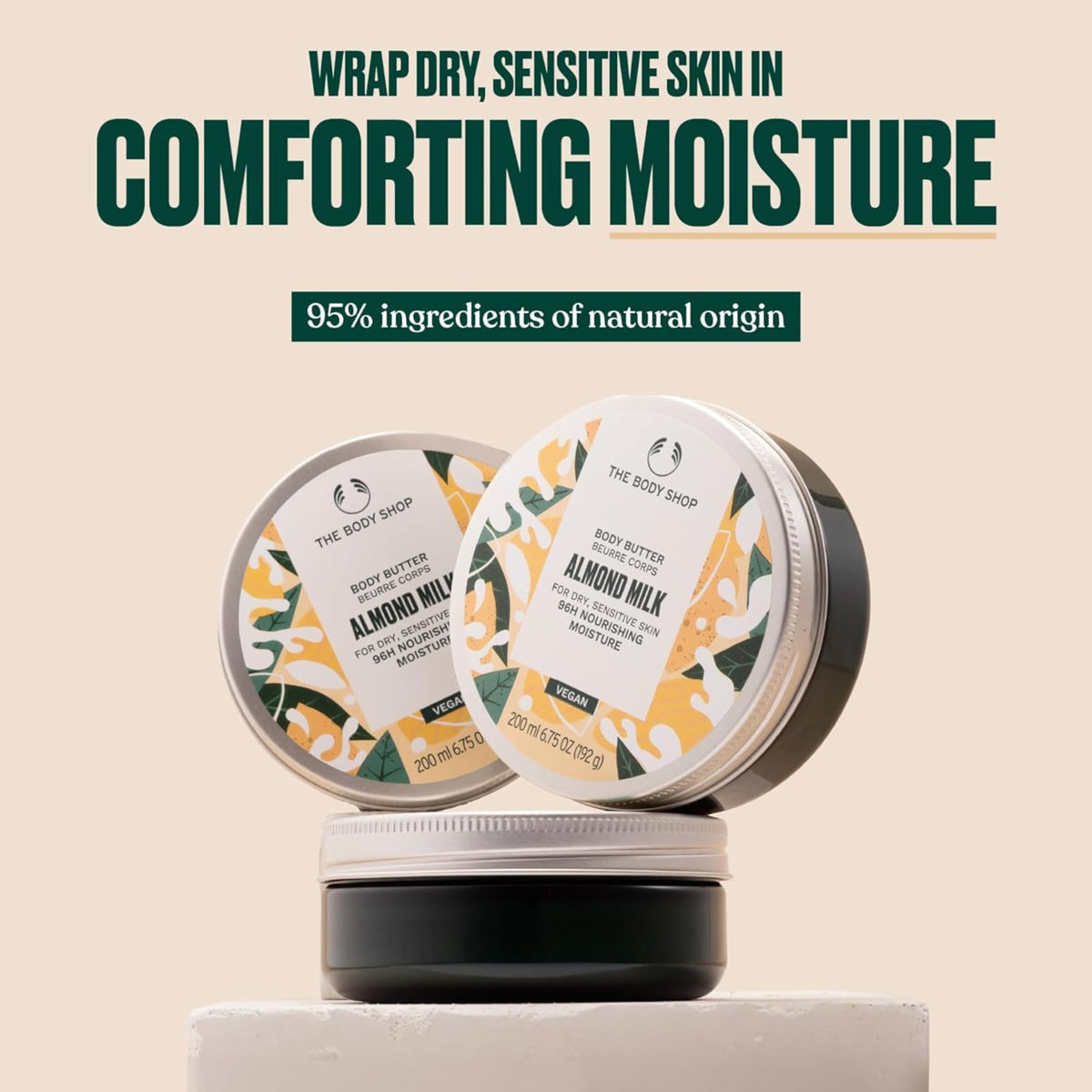 The Body Shop Body Butter Almond Milk 200ml texture close-up