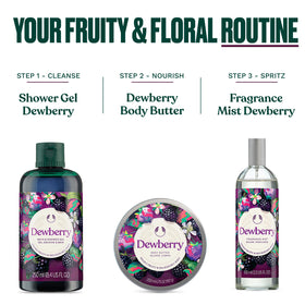The Body Shop Dewberry Body Butter on a bathroom counter