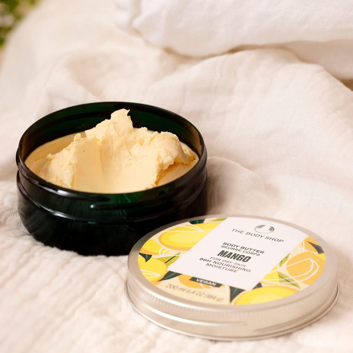 The Body Shop Mango Body Butter close-up of mango seed oil ingredients