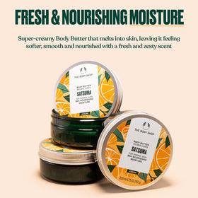 The Body Shop Satsuma Body Butter 240g with lid open