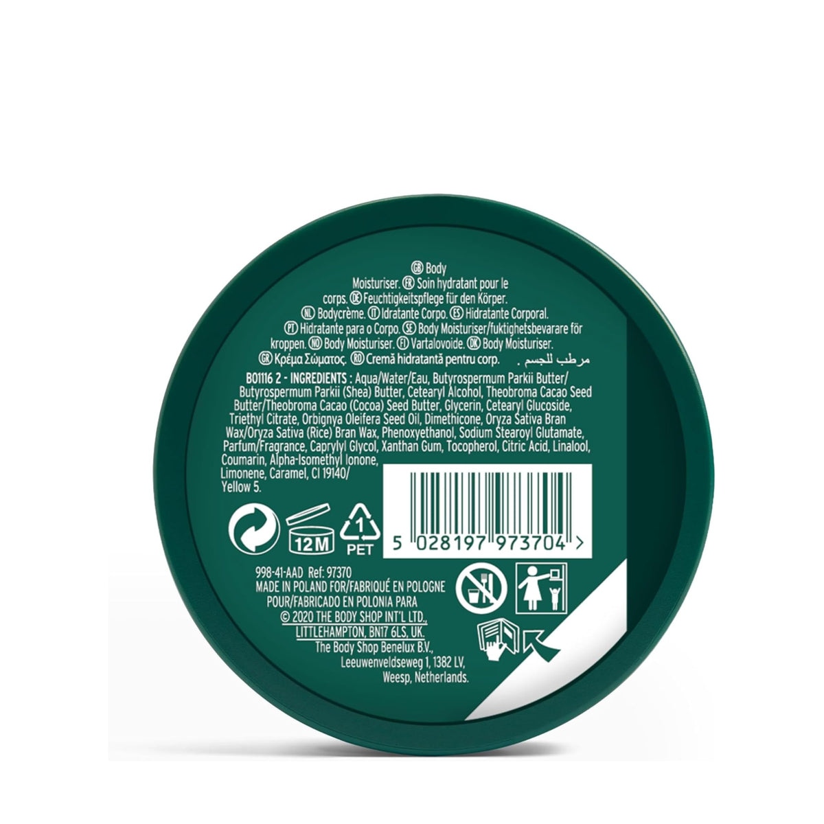 The Body Shop Shea Body Butter 240g packaging and lid