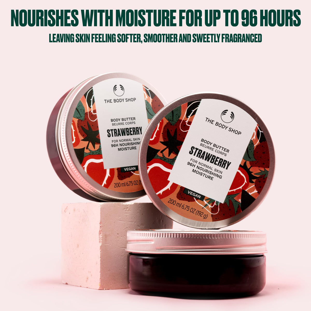 The Body Shop Strawberry Body Butter 240g texture close-up
