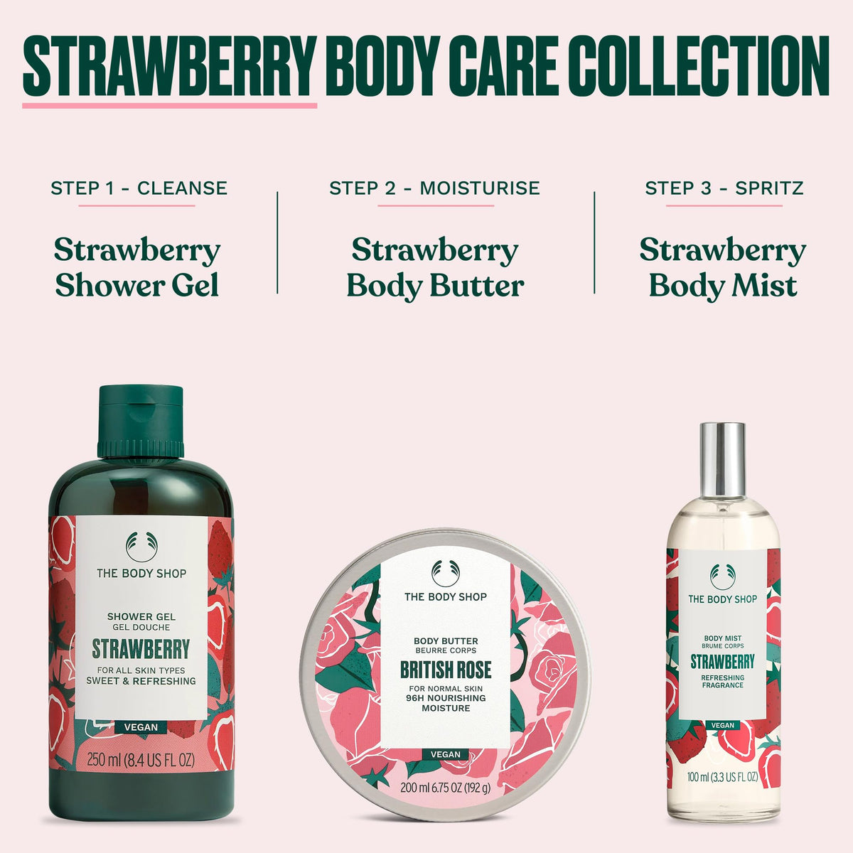 The Body Shop Strawberry Body Butter 240g with a scoop