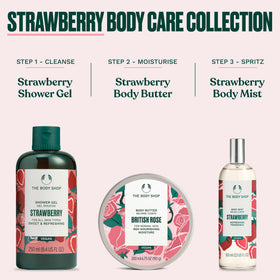The Body Shop Strawberry Body Butter 240g with a scoop