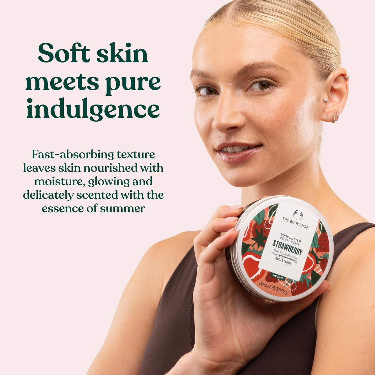 The Body Shop Strawberry Body Butter 240g with strawberries