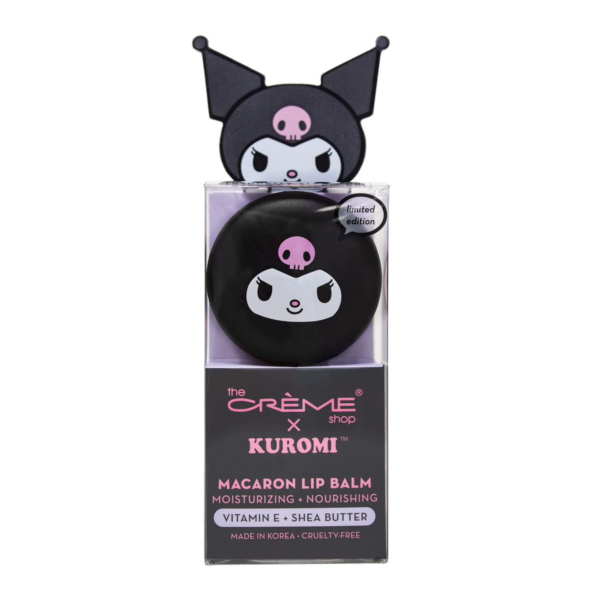 The Crème Shop Kuromi Macaron Lip Balm Raspberry Cream Puff front view