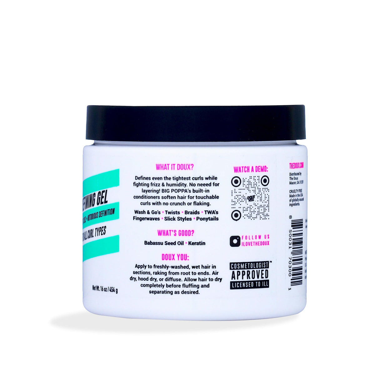 The Doux BIG POPPA Curl Defining Gel 12 oz back view