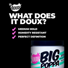The Doux BIG POPPA Curl Defining Gel 12 oz lifestyle shot