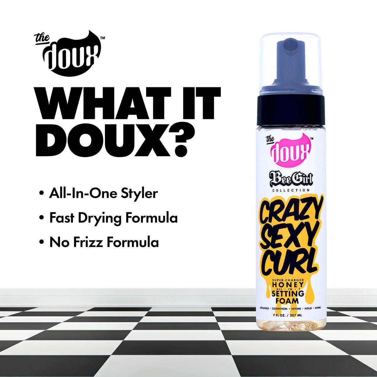 The Doux CRAZYSEXYCURL Honey Setting Foam texture close-up