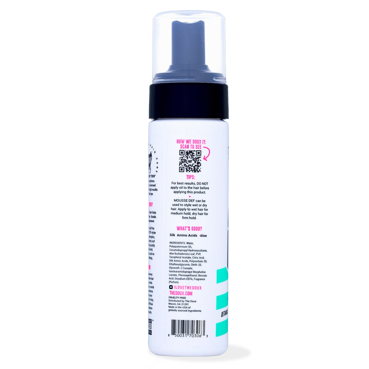 The Doux MOUSSE DEF Texture Foam 7 oz side view