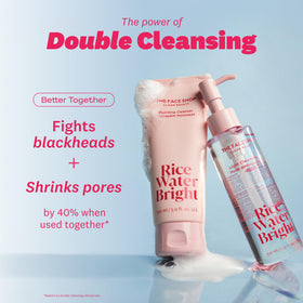 The Face Shop Rice Water Bright Cleansing Duo Set on a bathroom counter