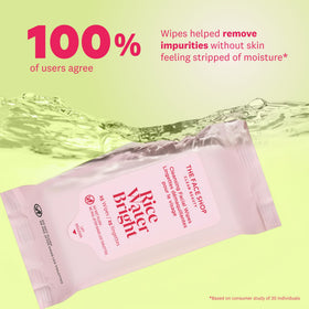 The Face Shop Rice Water Bright Cleansing Wipes on a bathroom counter