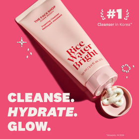 The Face Shop Rice Water Bright Foaming Cleanser back view with ingredient list