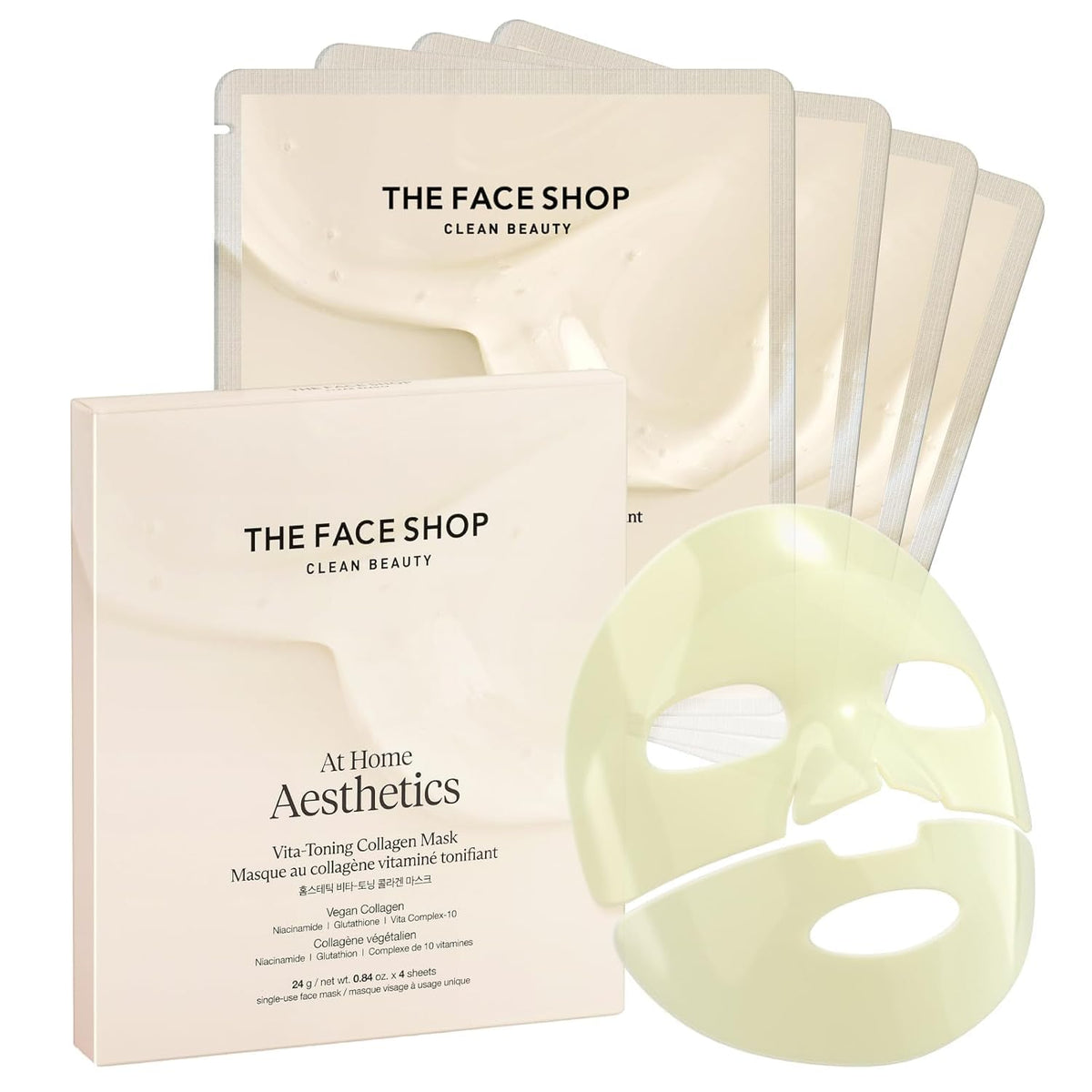 The Face Shop Vita-Toning Vegan Collagen Hydrogel Mask packaging front view
