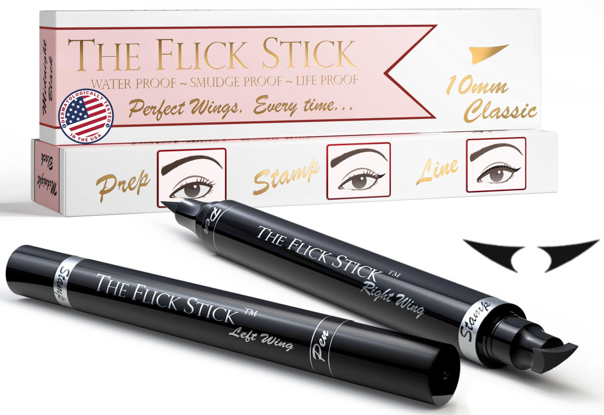 The Flick Stick Eyeliner Stamp front view with Midnight Black ink