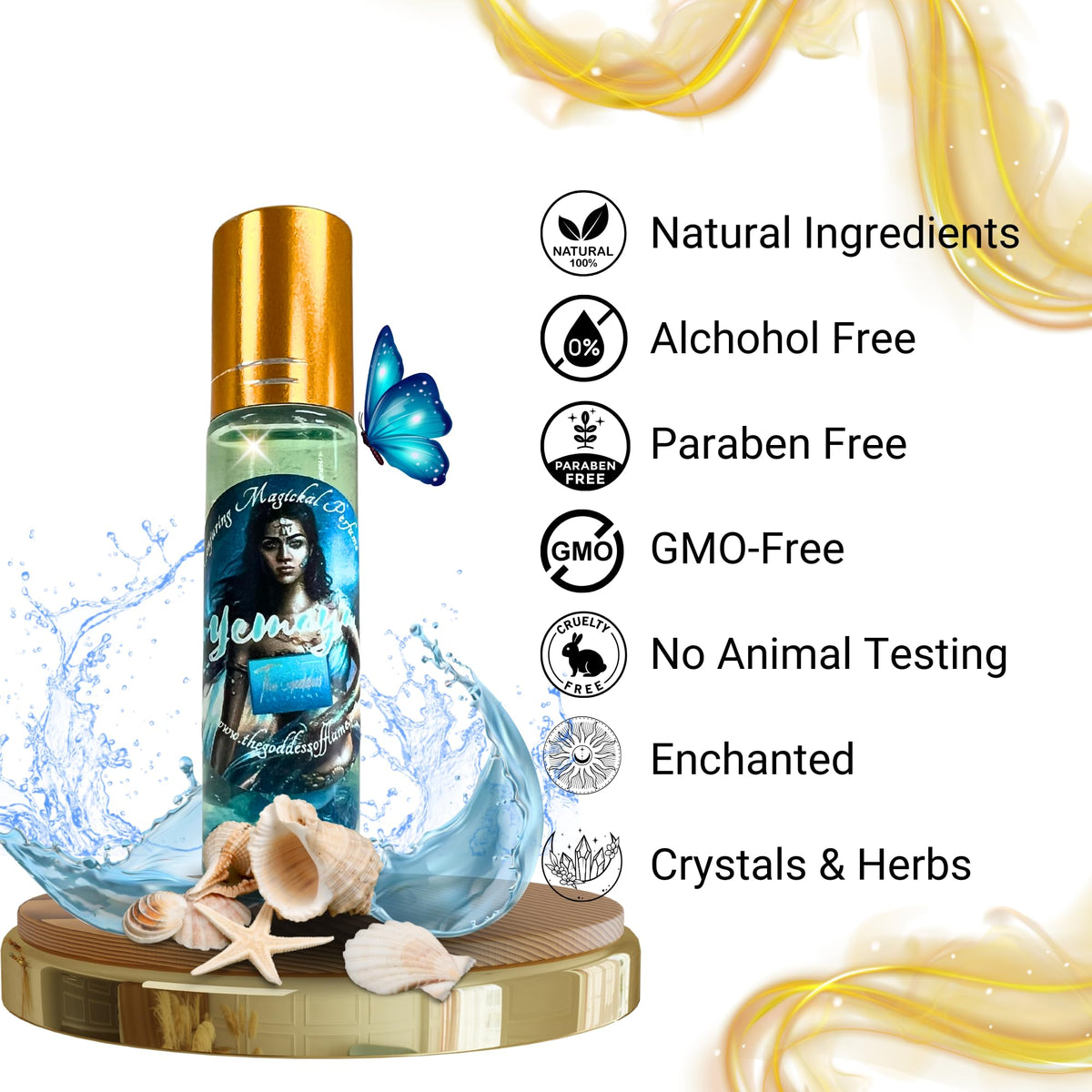 The Goddess of Flame Pheromone Roll-On Oil 10ml on a meditation altar
