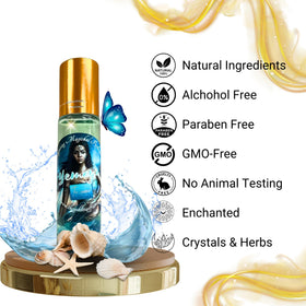 The Goddess of Flame Pheromone Roll-On Oil 10ml on a meditation altar