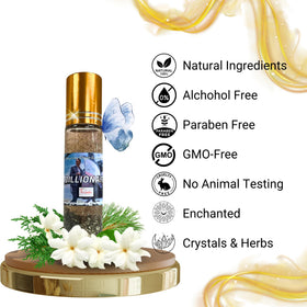 The Goddess of Flame Roll-On Oil 10ml bottle in a travel bag