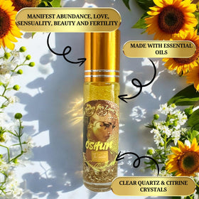 The Goddess of Flame Roll-On Oil 10ml bottle with herbs