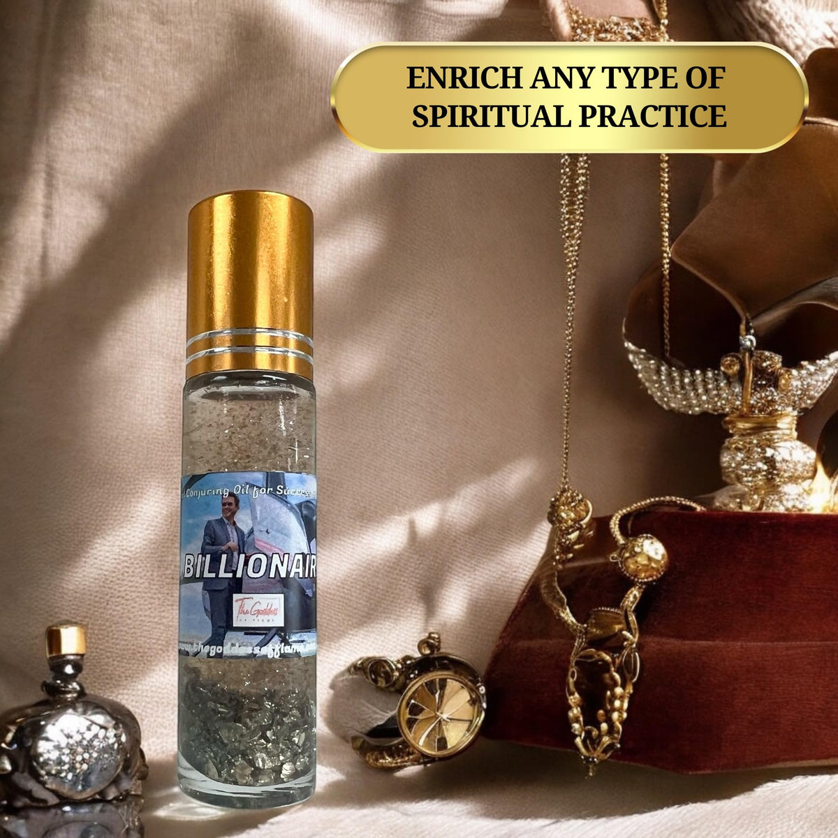The Goddess of Flame Roll-On Oil 10ml bottle with ritual candles