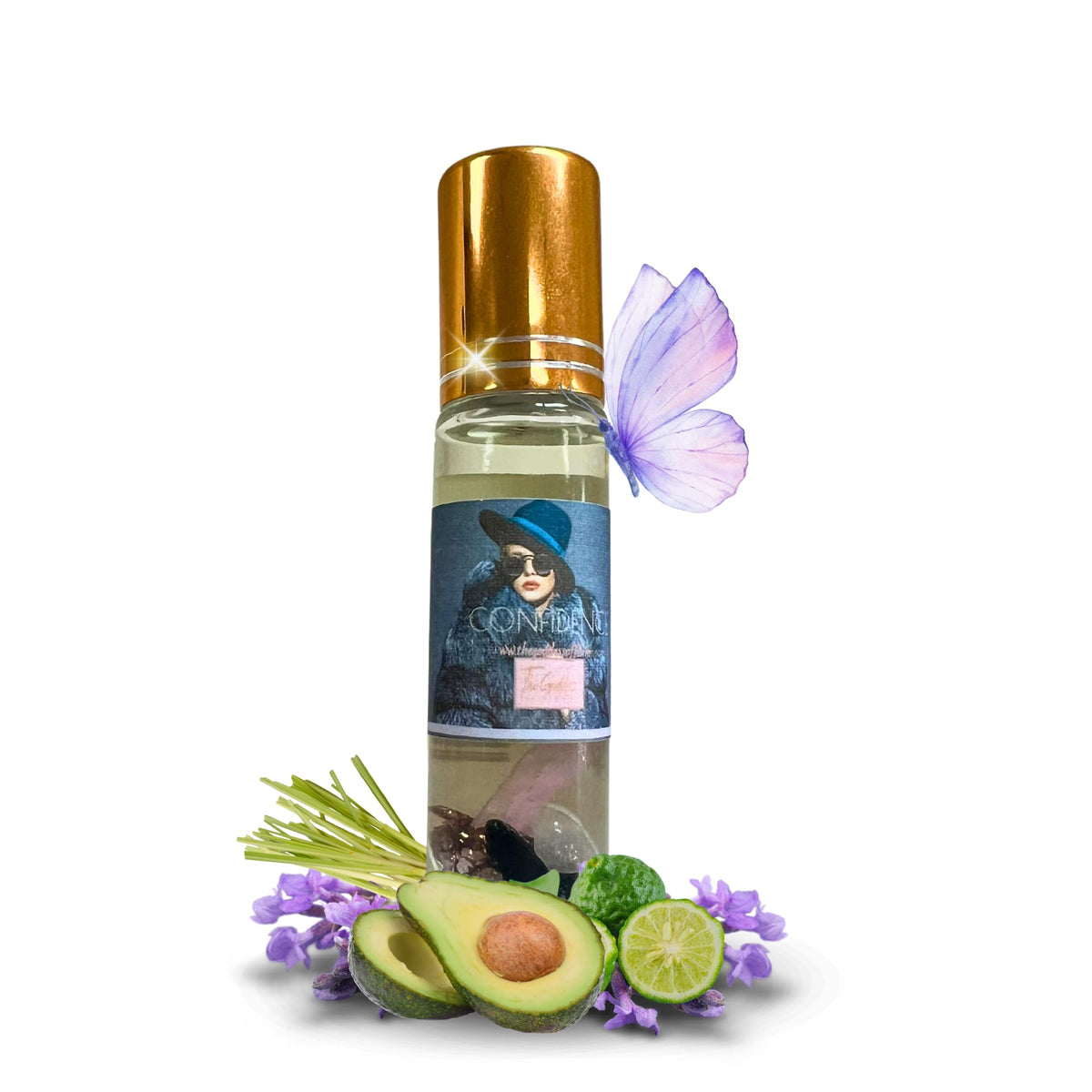 The Goddess of Flame Roll-On Oil 10ml front view with floral design