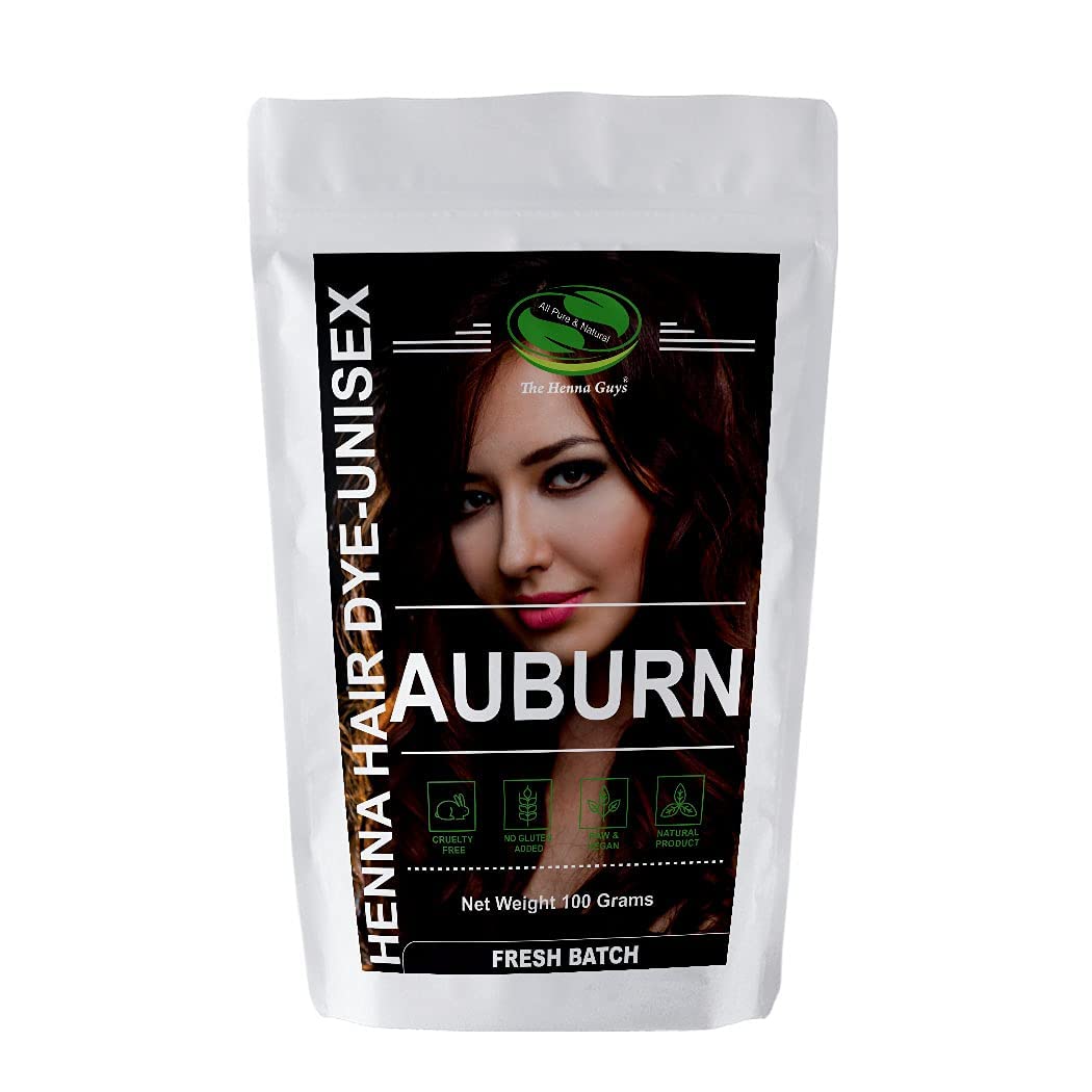 The Henna Guys Auburn Henna Hair & Beard Dye 100g front view