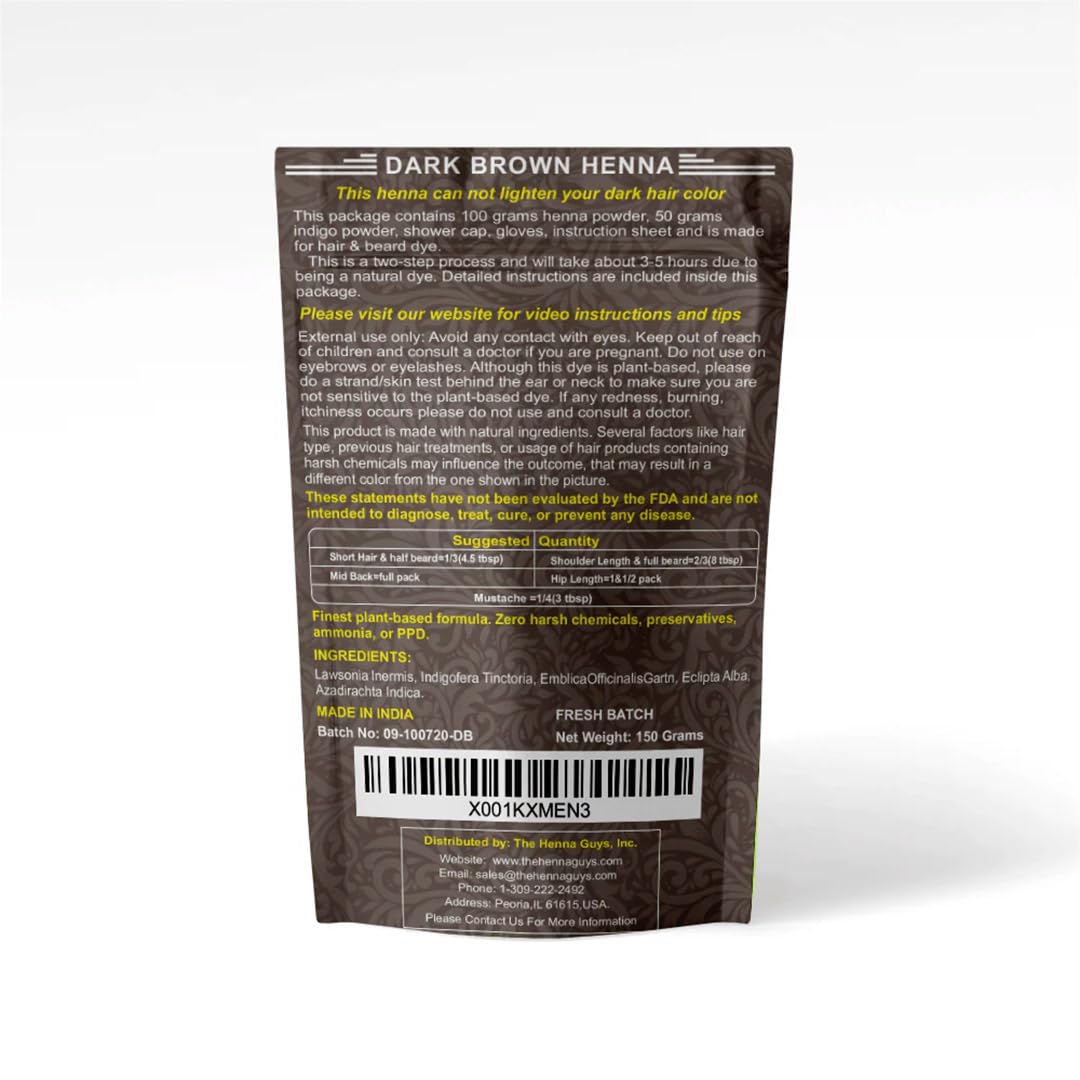 The Henna Guys Dark Brown Henna Hair Dye 150g side view