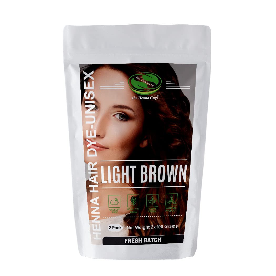 The Henna Guys Light Brown Henna Hair Dye front view packaging