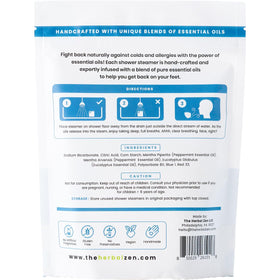 The Herbal Zen Cold Kicker Shower Steamers product details on the back