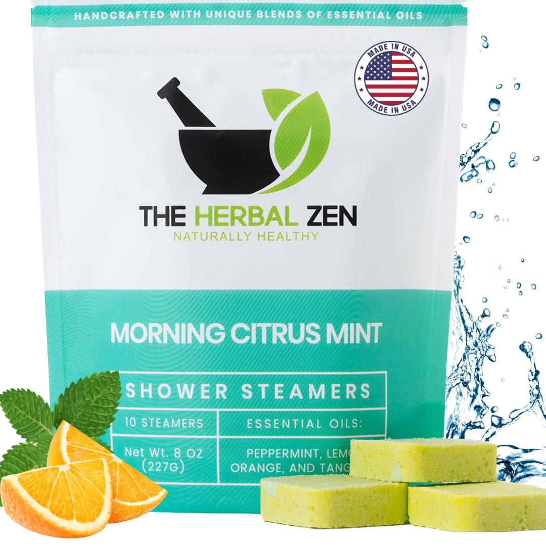 The Herbal Zen Morning Citrus Mint Shower Steamers 10 Pack front view