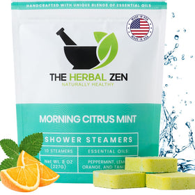 The Herbal Zen Morning Citrus Mint Shower Steamers 10 Pack front view