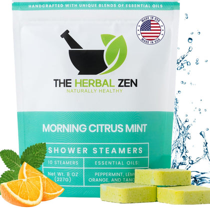 The Herbal Zen Morning Citrus Mint Shower Steamers 10 Pack front view