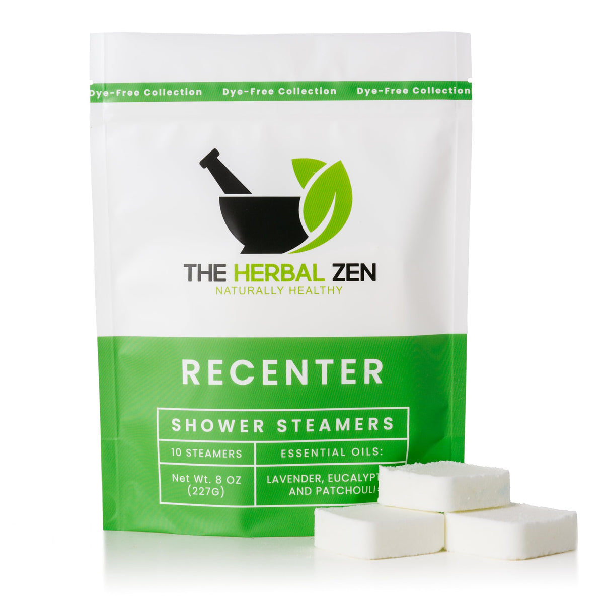 The Herbal Zen Recenter Shower Steamers 10 pack front view