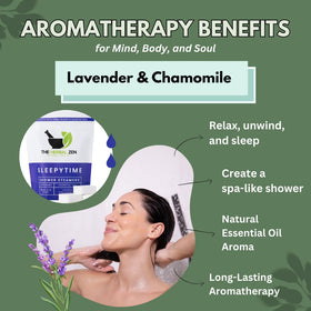 The Herbal Zen Shower Steamer in a shower setting