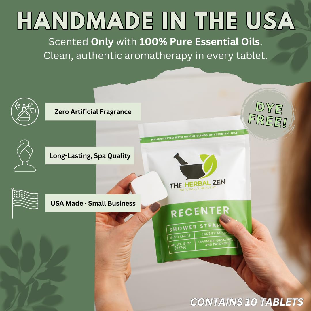 The Herbal Zen shower steamer with eucalyptus and patchouli