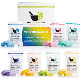 The Herbal Zen Shower Steamers 14 pack front view with assorted scents