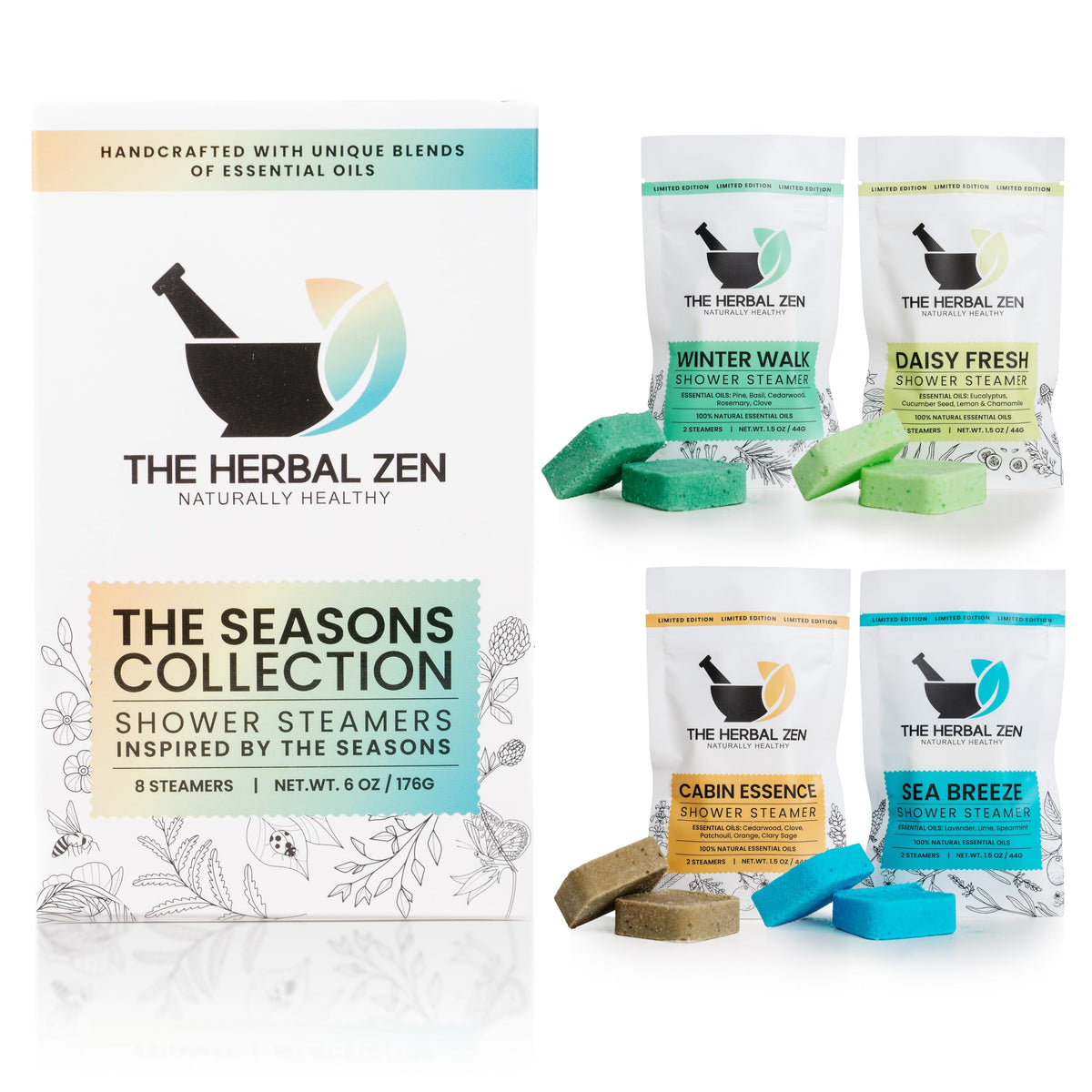 The Herbal Zen Shower Steamers 8 pack front view