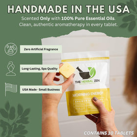 The Herbal Zen shower steamers being used in a shower