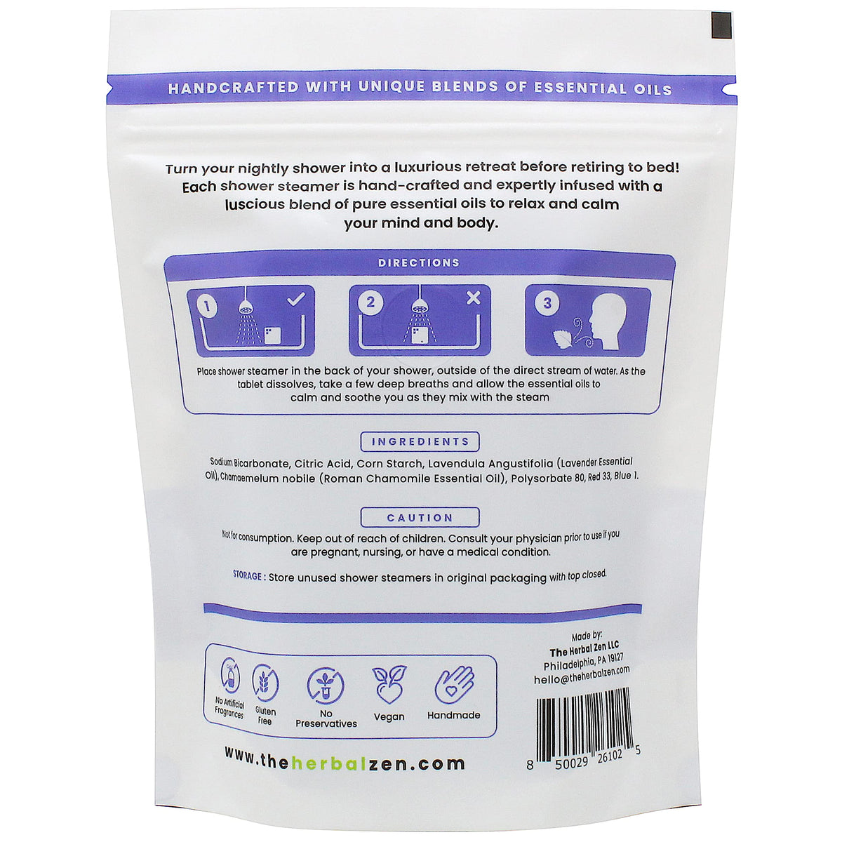 The Herbal Zen Shower Steamers being used in a shower