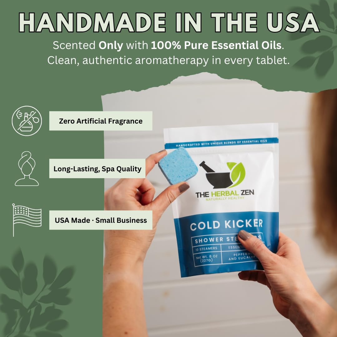 The Herbal Zen Shower Steamers Cold Kickers and Sleepytime tablets