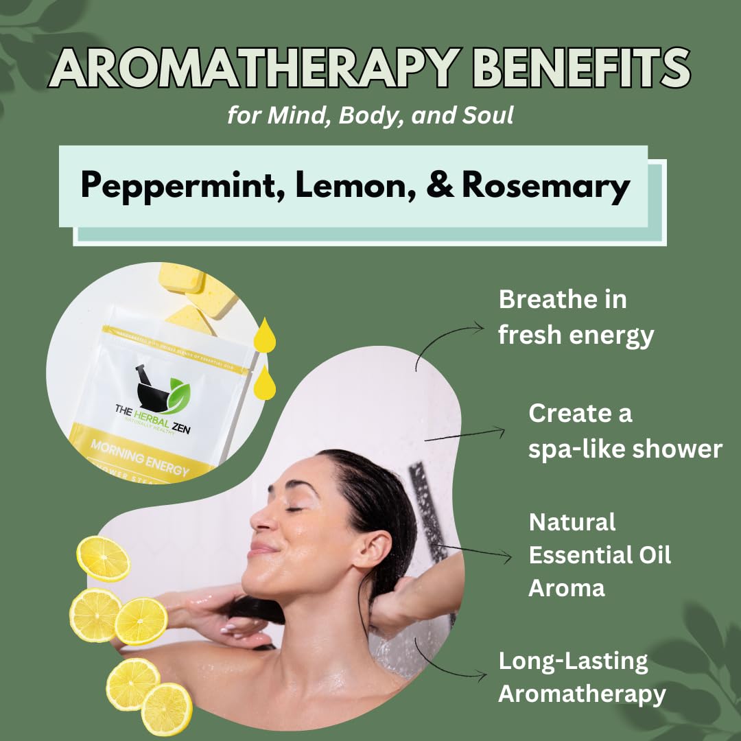 The Herbal Zen shower steamers in a bathroom setting