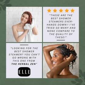The Herbal Zen Shower Steamers in a relaxing bathroom setting